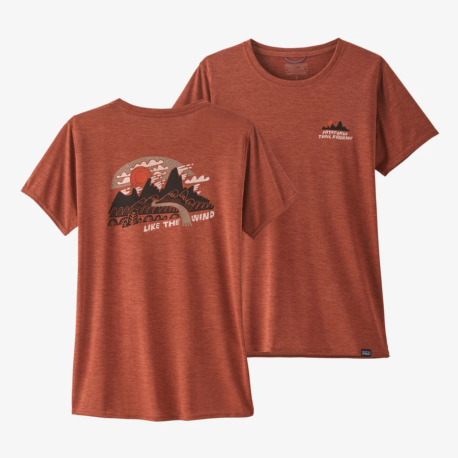Patagonia Capilene Cool Daily Graphic Shirt - Lands | Like the Wind: Burl Red X-Dye | Womens