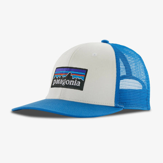 Patagonia P-6 Logo Trucker Hat | White / Vessel Blue
