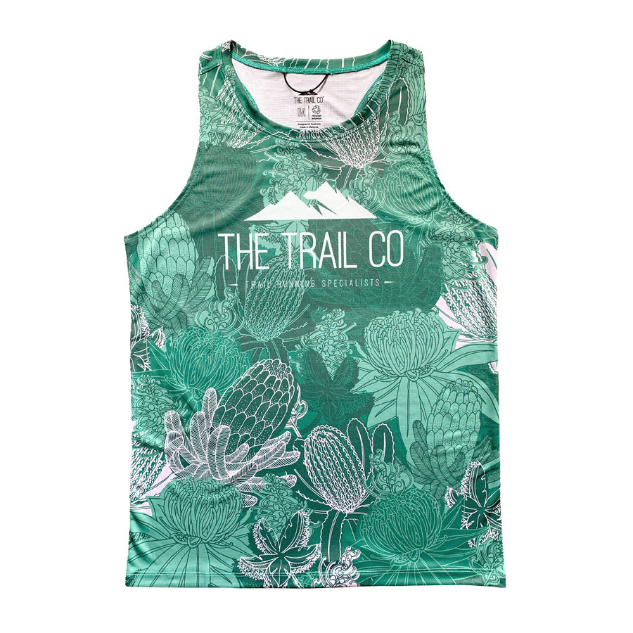 The Trail Co. Run Singlet | Green Bloom | Mens