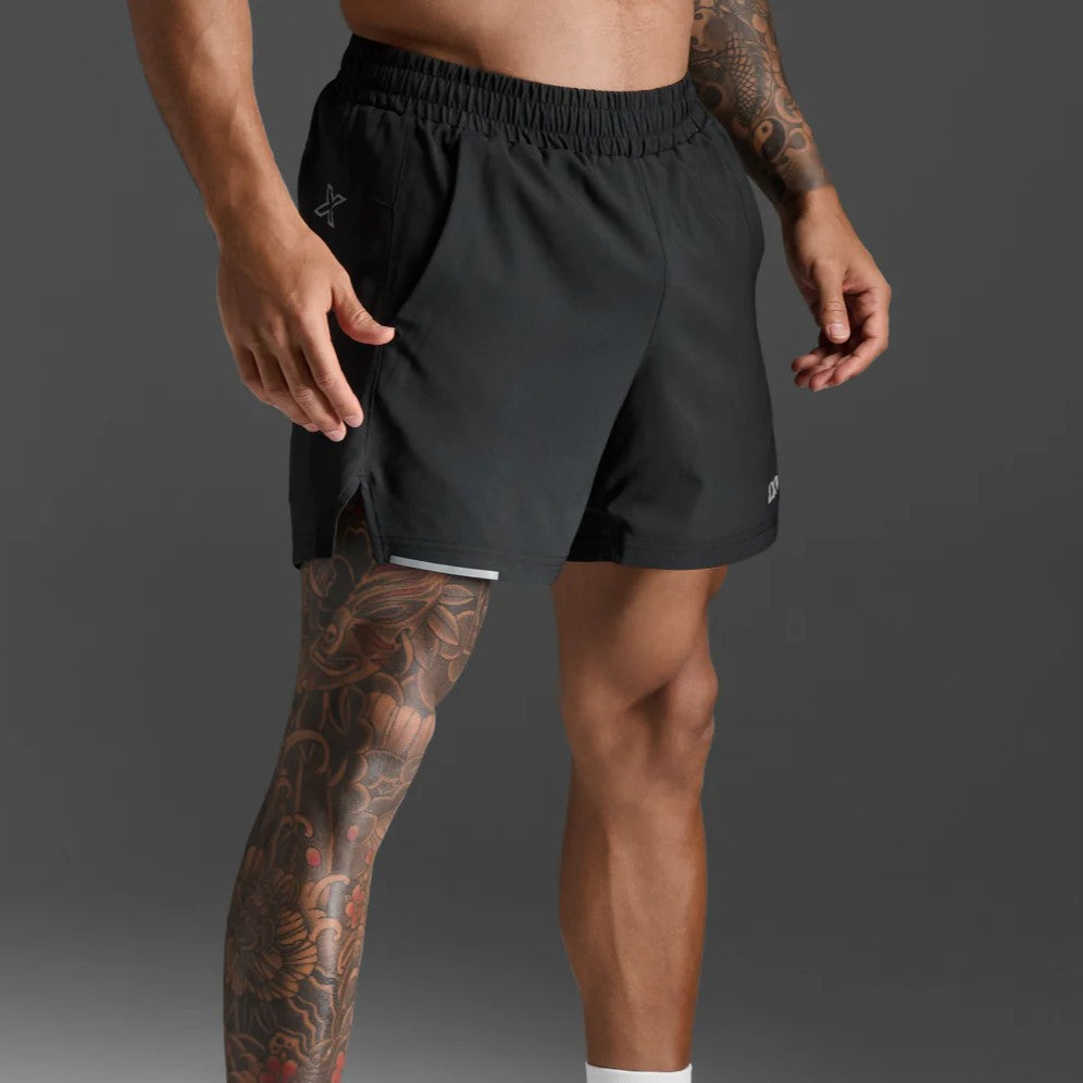 2XU Aero 5 Inch Shorts | Black / Silver Reflective | Mens