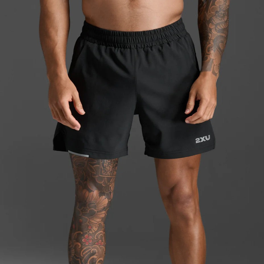 2XU Aero 5 Inch Shorts | Black / Silver Reflective | Mens