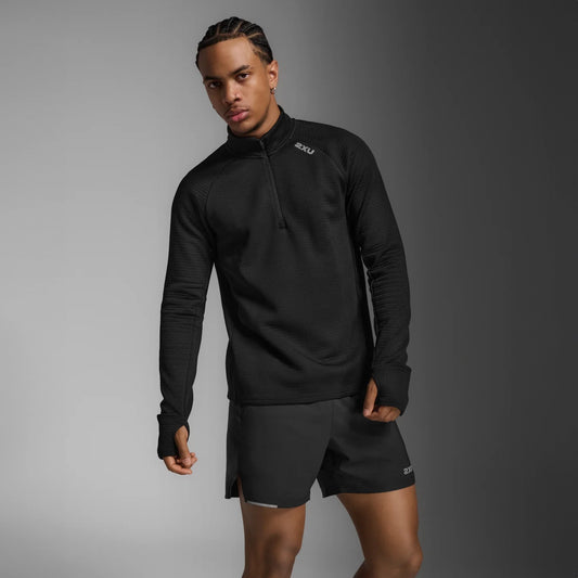 2XU Ignition Hyper-Haptic 1/4 Zip Fleece | Black / Silver Reflective | Mens