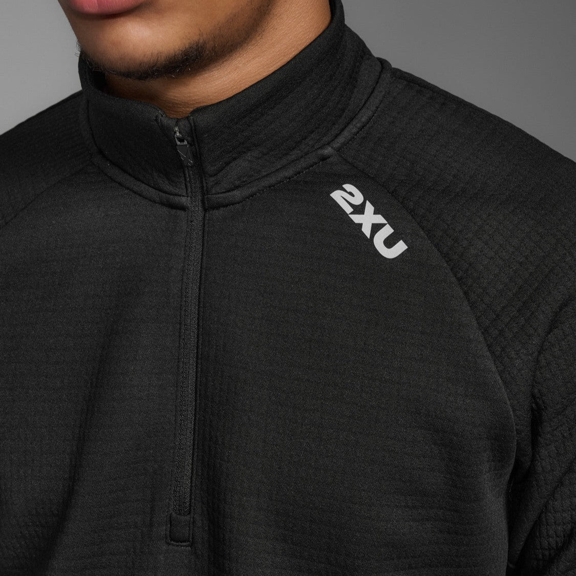 2XU Ignition Hyper-Haptic 1/4 Zip Fleece | Black / Silver Reflective | Mens