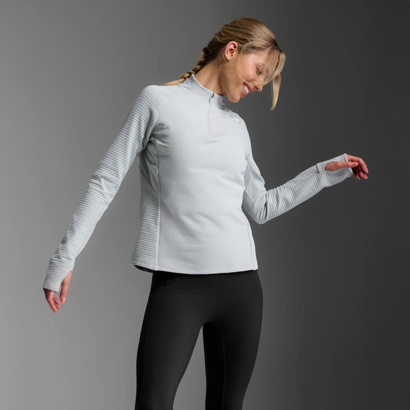 2XU Ignition Hyper-Haptic 1/4 Zip Fleece | Harbor Mist / White Reflective | Womens