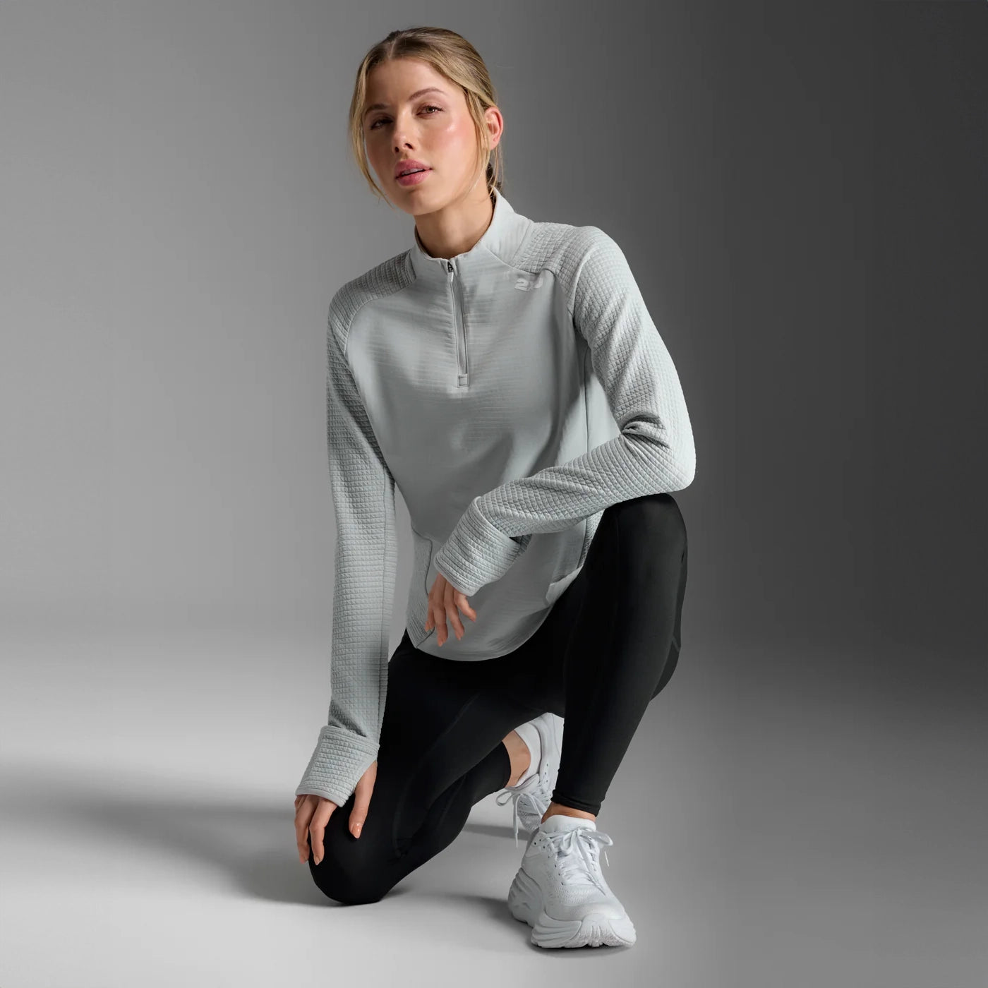 2XU Ignition Hyper-Haptic 1/4 Zip Fleece | Harbor Mist / White Reflective | Womens