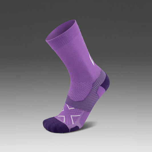 2XU Vectr Socks | Light Cushion | Crew Length | Thistle / White