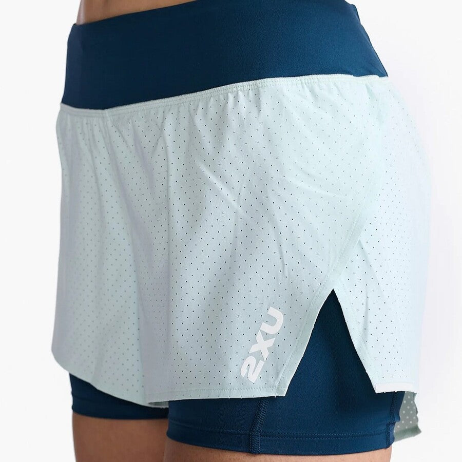 2XU Aero 2-in-1 4 Inch Shorts | Moonlight / Glacier | Womens