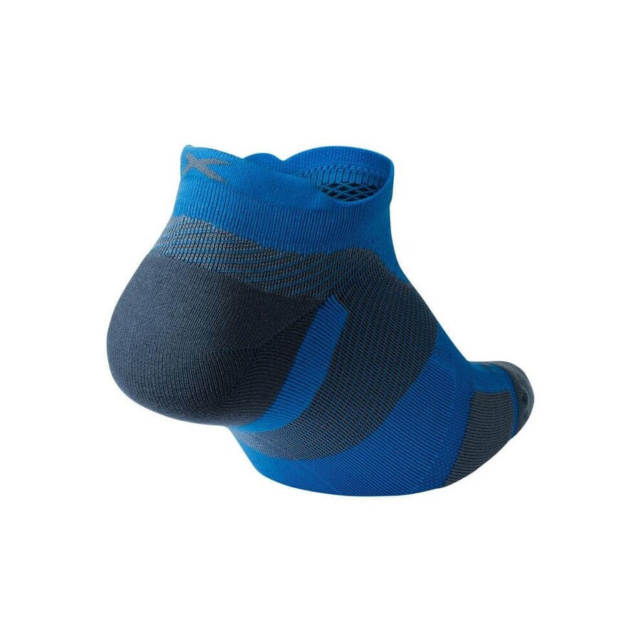 2XU Vectr Socks | Light Cushion | No Show | Vibrant Blue / Grey