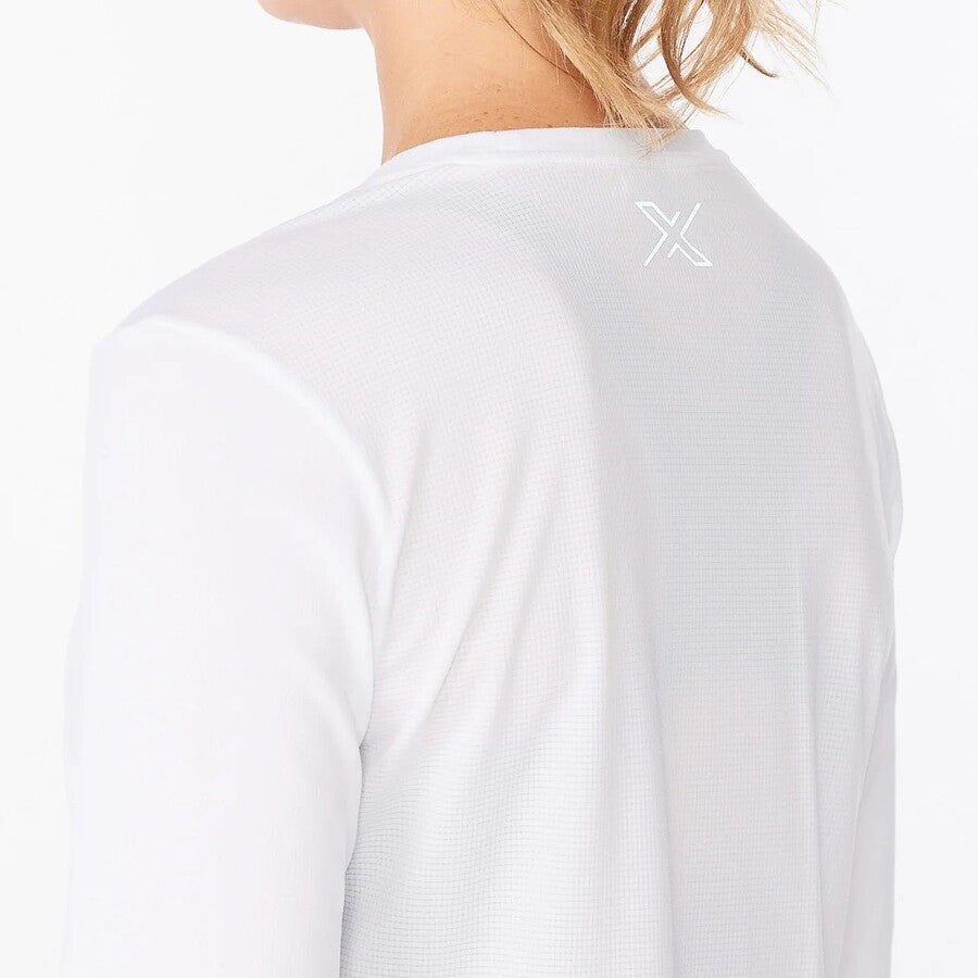 2XU Aero Long Sleeve Tee | White / Silver Reflective | Womens