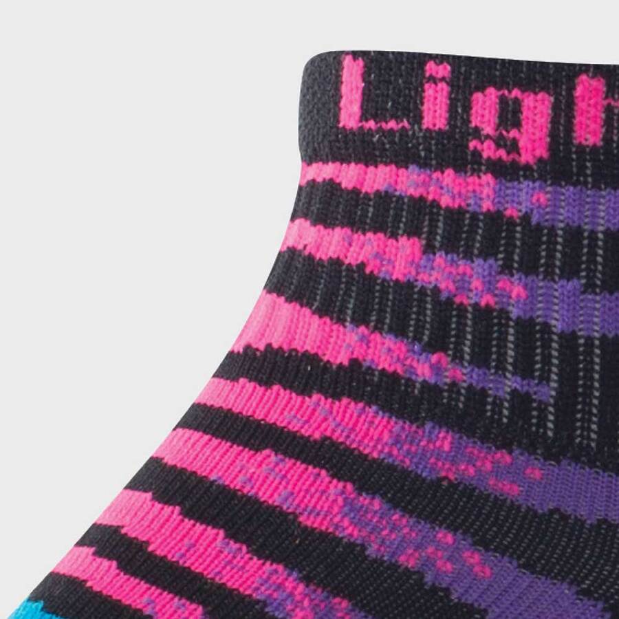 Lightfeet Evolution Predator Sock | Midweight | Mini Crew | Black / Fluro Pink