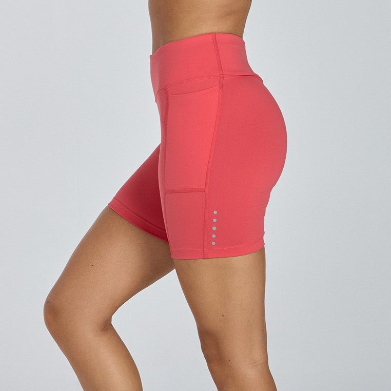 abi and joseph Endurance Dual Pocket Mid-Thigh Tight | Watermelon | Womens