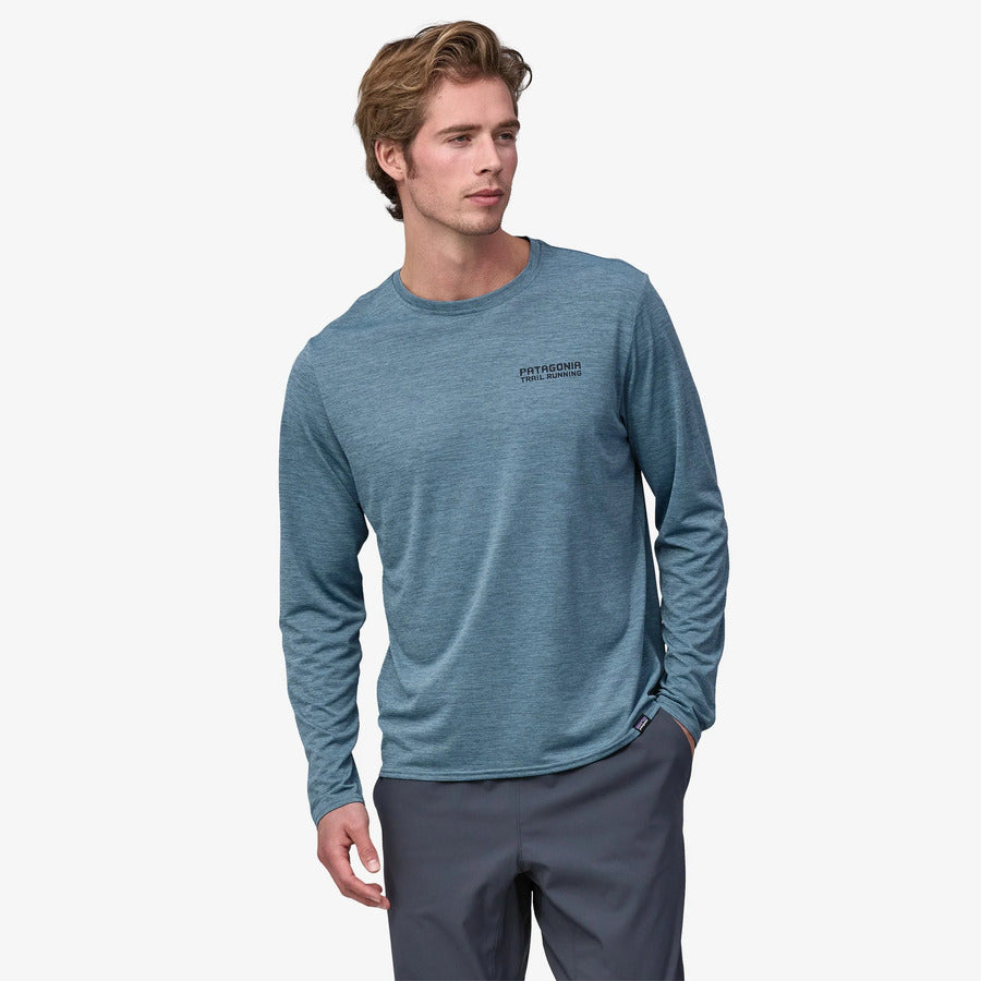 Patagonia Capilene Cool Daily Graphic L/S Shirt - Lands | Tree Trotter: Utility Blue X-Dye | Mens