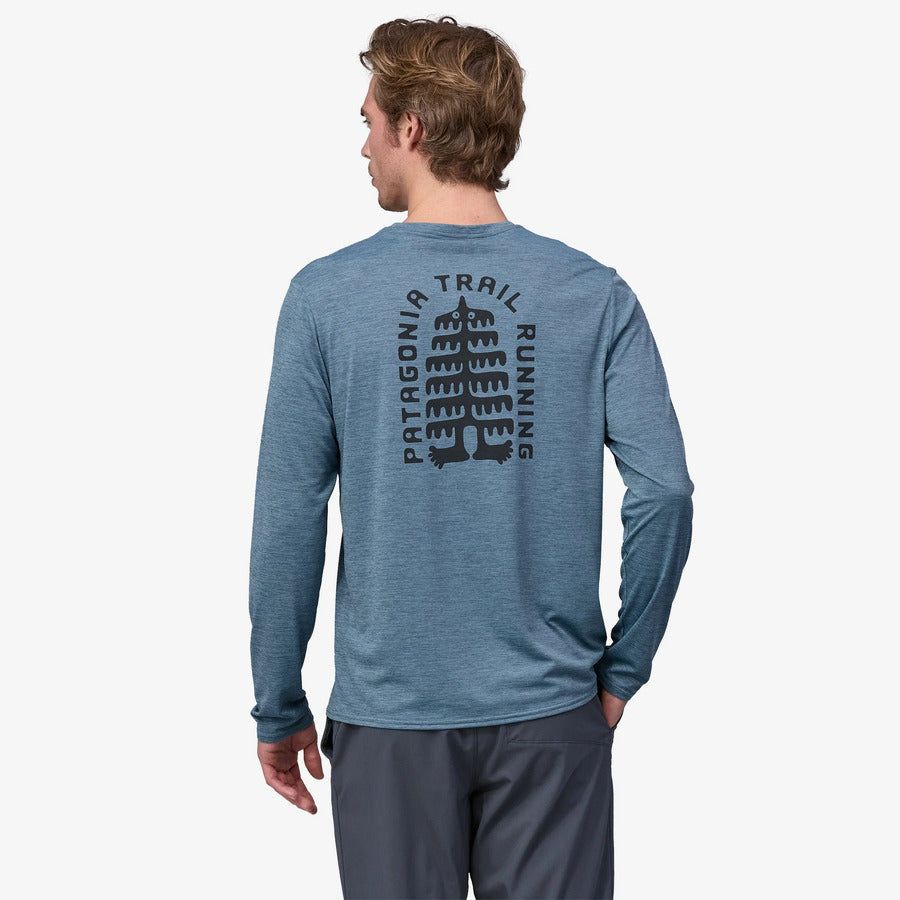 Patagonia Capilene Cool Daily Graphic L/S Shirt - Lands | Tree Trotter: Utility Blue X-Dye | Mens